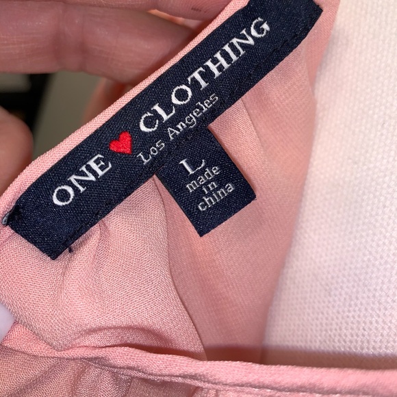 5/$25!!! Peach Lined Off the Shoulder Romper - Picture 6 of 8